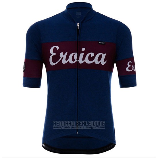 2018 Fahrradbekleidung Eroica Vino Dunkel Blau Trikot Kurzarm und Tragerhose